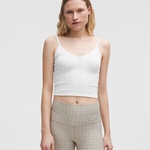 lululemon athletica White Cotton Pointelle Cropped Cami Crop Top